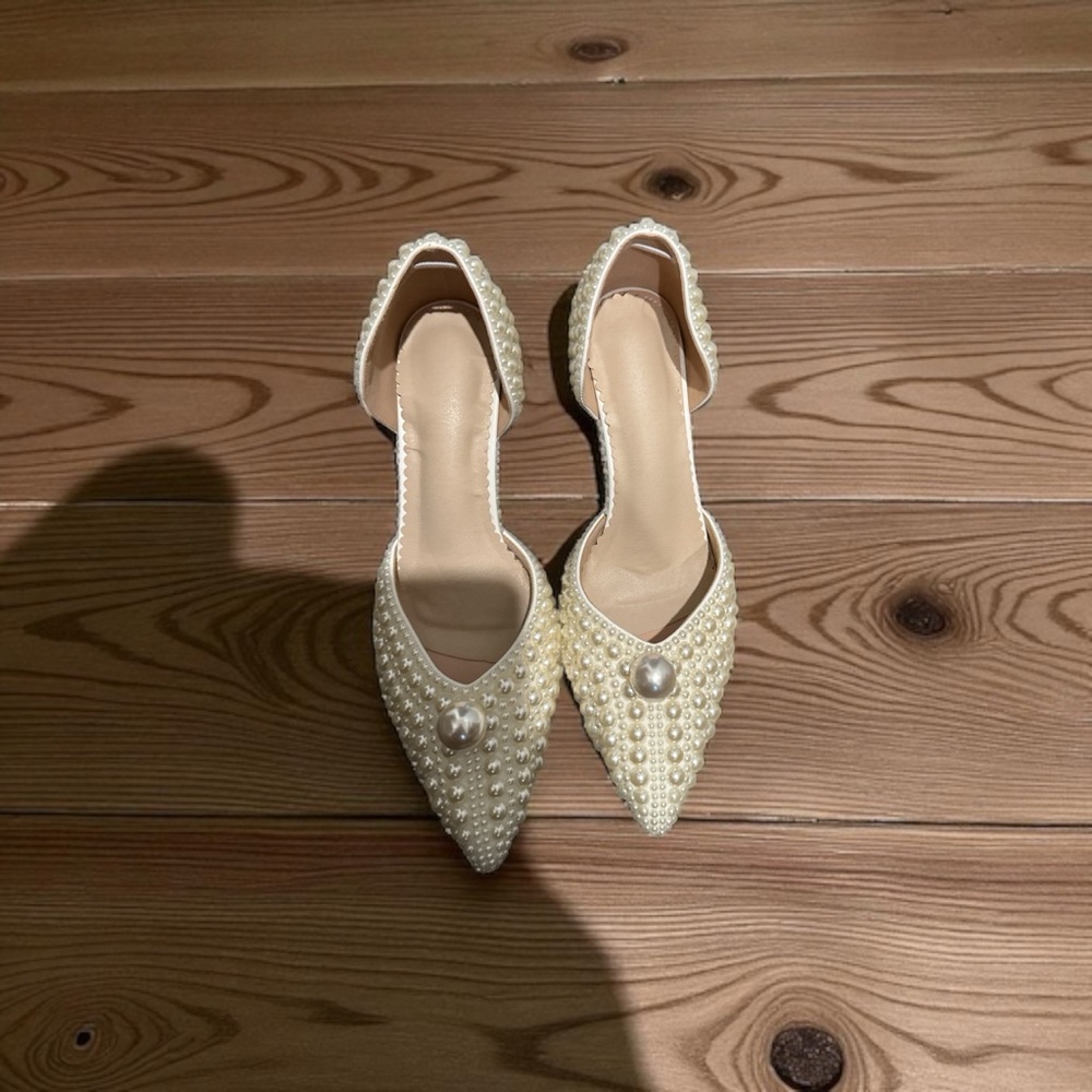 Lady Di Wedding Cream Pearl-Embellished Women's Heels